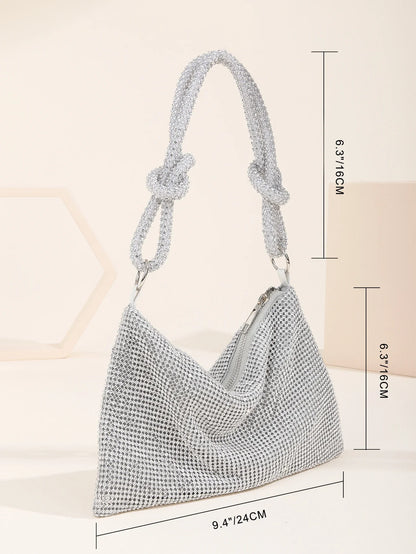 Women Shiny Rhinestones Shoulder Bag  Clutch Elegant Party Wedding Purses Handbag Ladies Fashion Evening Clutch B