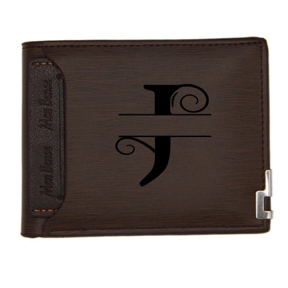 Personalized Wallet for Men Custom Wallets for Men Engraved Letter Name Leather Wallet Bifold Custom Gifts for Dad/Husband
