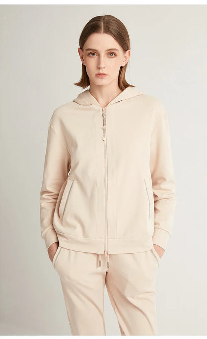 K1071W In Stock High Quality 100% Combed Cotton Zip Woman Cotton Hoodi Cropped Manufacturers Hoodies Women Sweatshirt Clothing