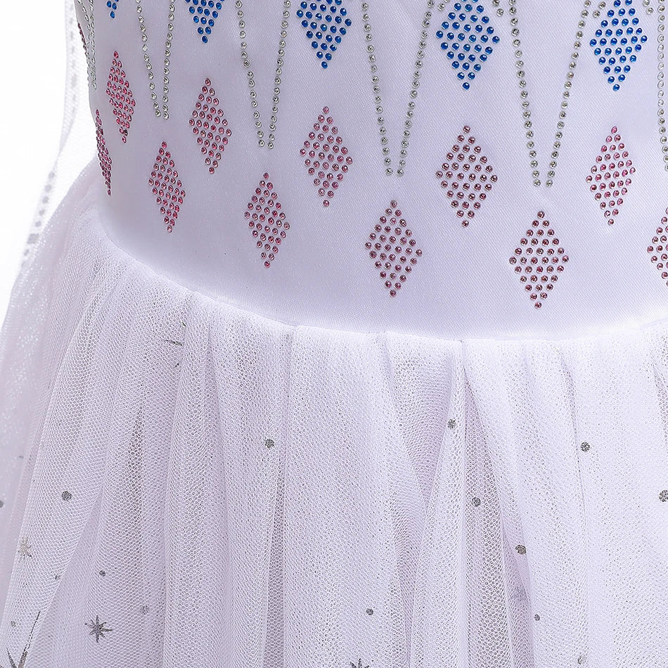 2PCS LED Light Up Snow Queen Costume for Kids Girl Elsa Birthday Party Luxury Princess Cosplay Children Carnival Clothing Outfit