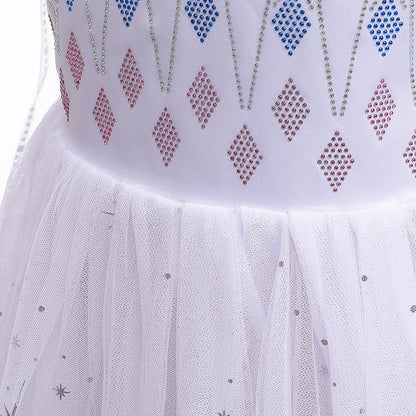2PCS LED Light Up Snow Queen Costume for Kids Girl Elsa Birthday Party Luxury Princess Cosplay Children Carnival Clothing Outfit