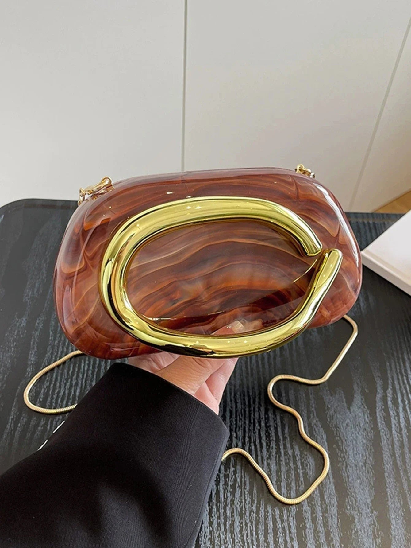 Women's Sealed Box Shaped Acrylic Clutch Fashion Dinner Wedding Party Handbag Elegant Luxury Designer Crossbody Shoulder Bag
