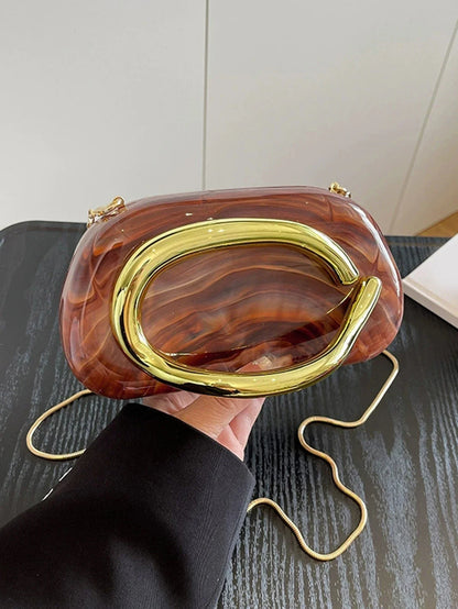 Women's Sealed Box Shaped Acrylic Clutch Fashion Dinner Wedding Party Handbag Elegant Luxury Designer Crossbody Shoulder Bag