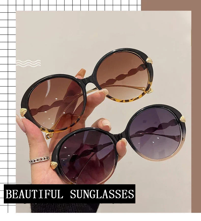 Round Sunglasses Women 2023 Oversized Luxury Fashion Glasses  Vintage Shades Retro Lunette De Soleil Femme Gafas De Sol Mujer