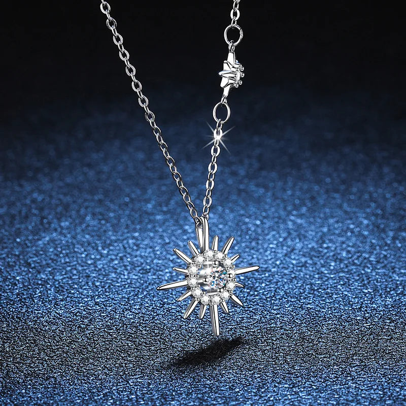 Real Moissanite Diamond Hexagram Pendant Necklace For Women Men 100% 925 Sterling Silver Sun Flower Party Fine Jewelry Gift