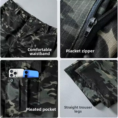 Wear-Resistant Cargo Pants Men Casual Work Stretch Trousers Breathable Multi-Pocket Outdoor Waterproof Training Hiking Pant Male