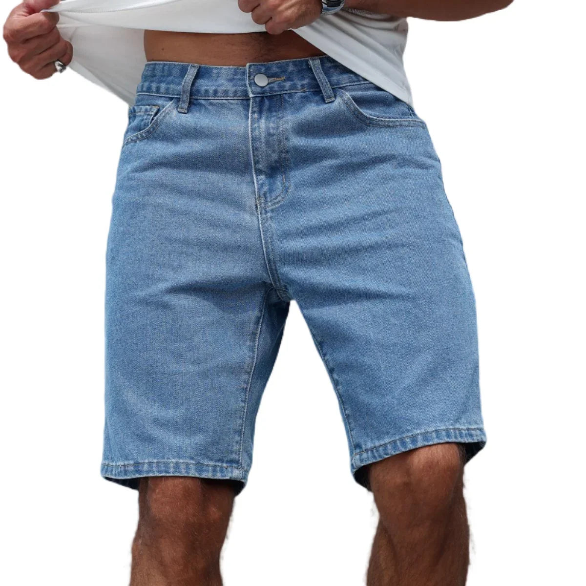 Men's Summer Denim Shorts. A Common Item in Summer. Simple in Style. Suitable for Casual Outings and Trips.