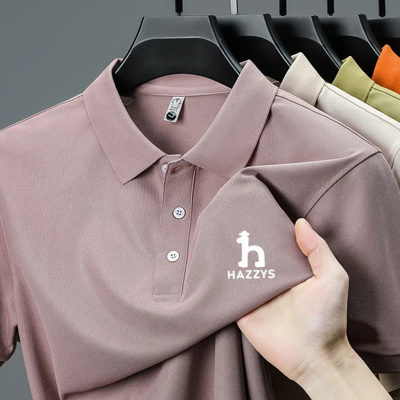 New Men's High End Brand Lape Short Sleeved Polo Shirt Summer Fashion Letter Print T-Shirt Casual Business Office Men's Clothing