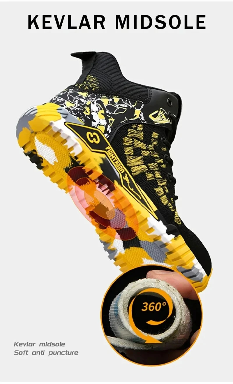 High Top Protective Safety Shoes Men Steel Toe Work Shoes Men Women Work Safety Boots Anti Smash Safety Indestructible WorkBoots