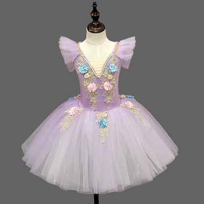 Children's Ballet Skirt Dance Girls Dress Tutu Performance Costume Flower Princess Ballet Girl Clothing Vestidos Kids Ballerine
