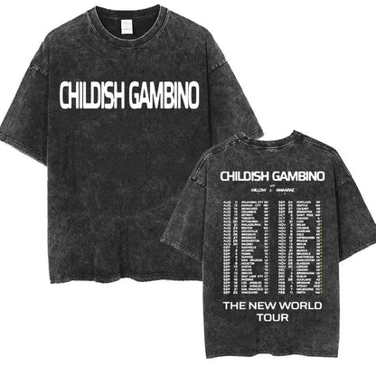 Retro Washed Playboi Carti I AM MUSIC Logo T Shirt Opium Ken Carson Narcissist Tour Antagonist Rap T-shirts Men's Oversized Tees