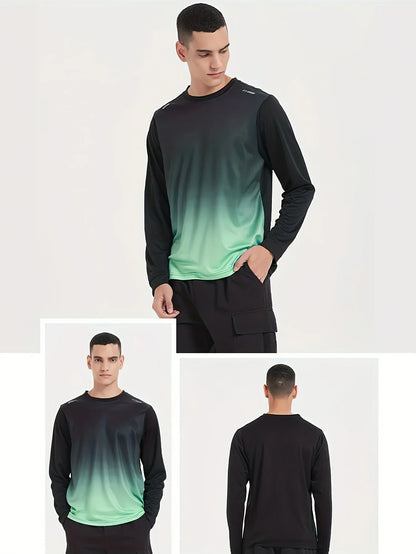 Men's Compression T-shirt, Long Sleeve Crew Neck Sweat-absorbing Quick-drying T-shirts For Men's Fitness Training