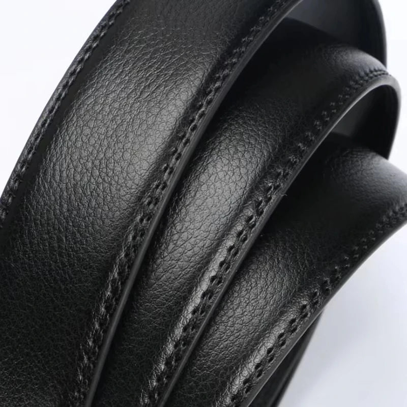 2026 New Cow Genuine Leather Men's Belt Cowhide Strap for Male Automatic Buckle Belts for Men Black Buckle Belts