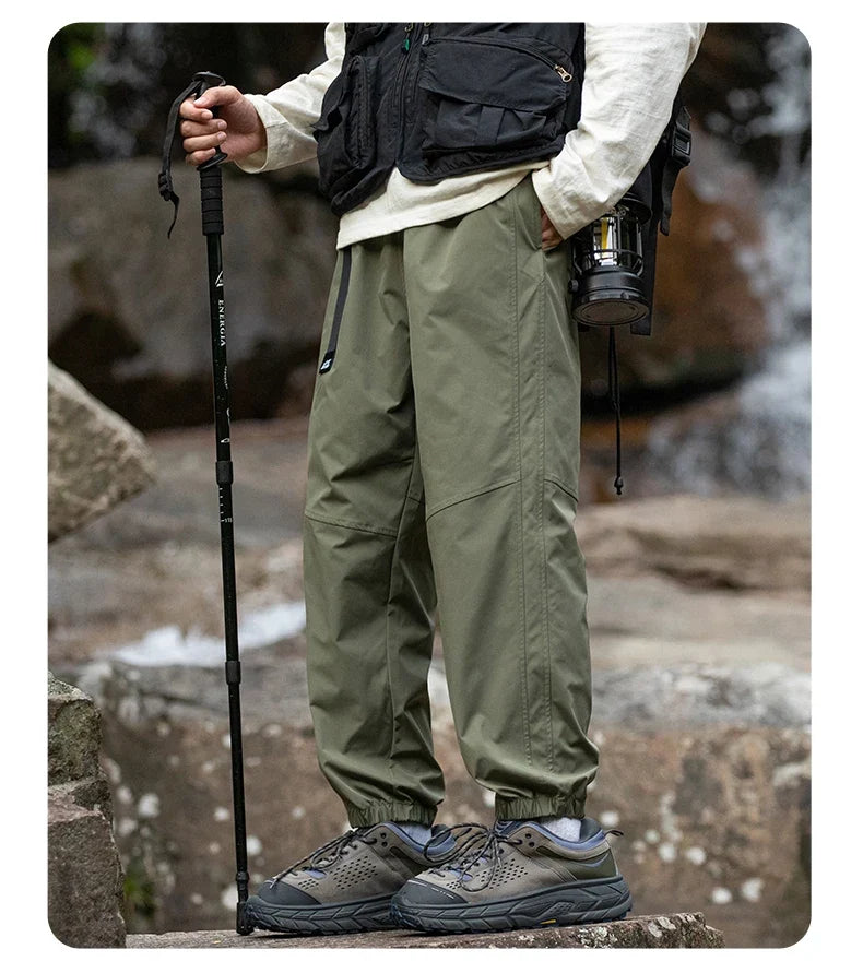 Men Waterproof Pant Autumn With Belt Hiking Trousers Breathable Mountaineering Pant Multi-pocket Camping Fishing Sport Trousers