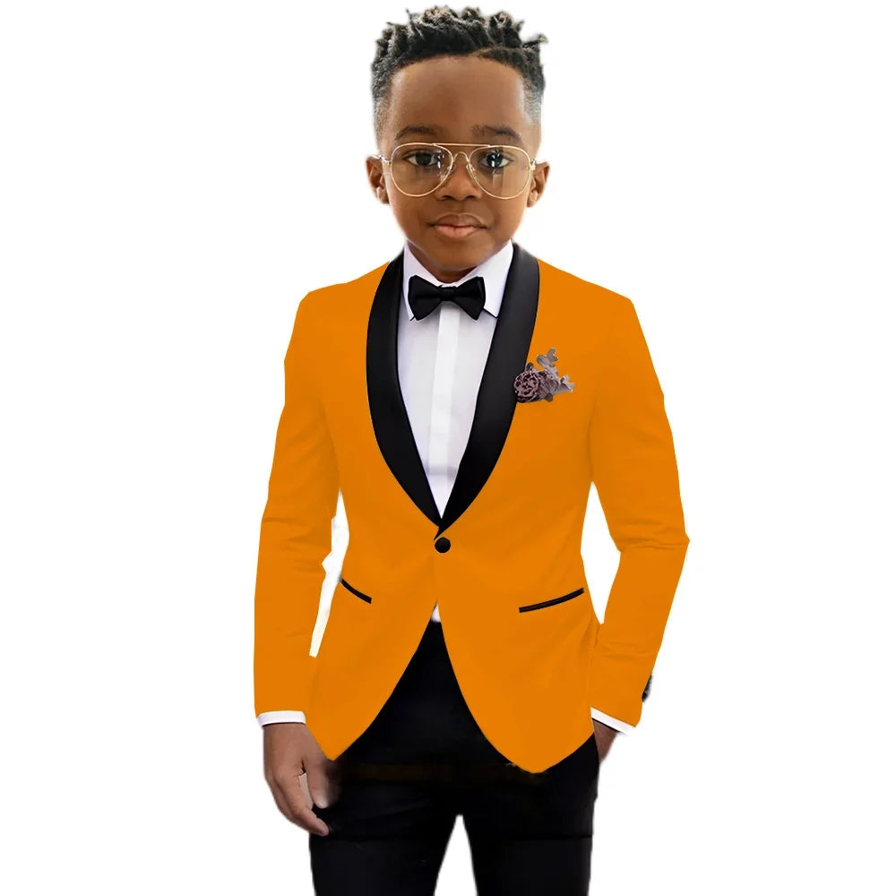 2026 New Classic Shawl Lapel Boys Slim Fit Suits 2 Pieces Wedding Guest Outfit Formal One Button Children's Tuxedo Party Wear