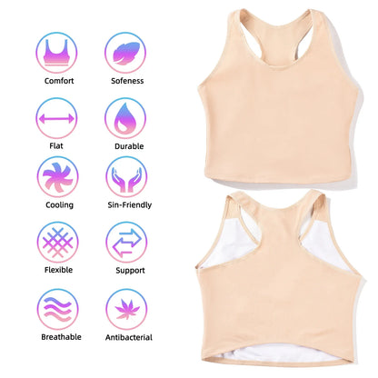 Transgender FTM Breathable Half Chest Binder Tank Top