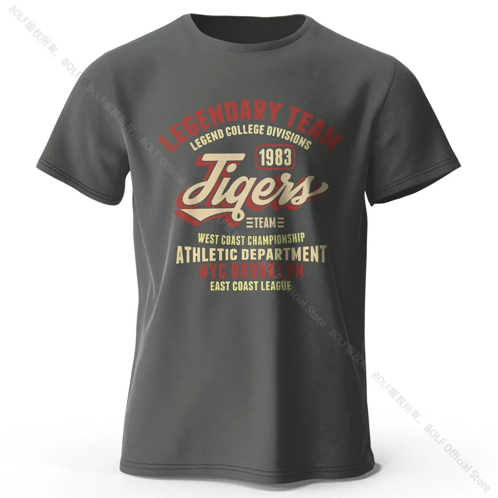 Minimalist Tiger Silhouette Printed 100% Cotton T-Shirt, Breathable Round Neck Short Sleeve Tee for Men & Women