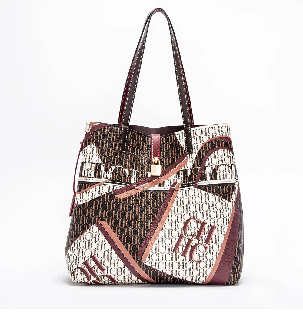 Classic Retro Women's New 2024 Tote Bag Large Capacity PVC Material Commuter Office Women's Shoulder Bag