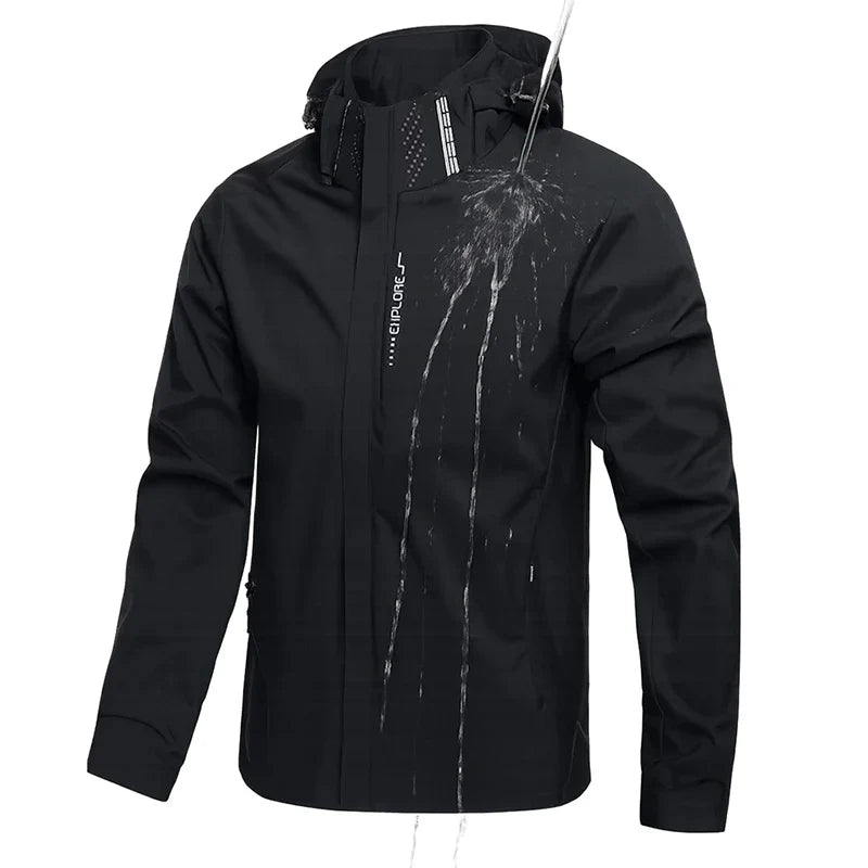 Waterproof Jacket Men Outdoor Windbreaker Jacket Removable Hooded Full Zip Coats Men Lightweight Softshell Outerwear Spring Fall