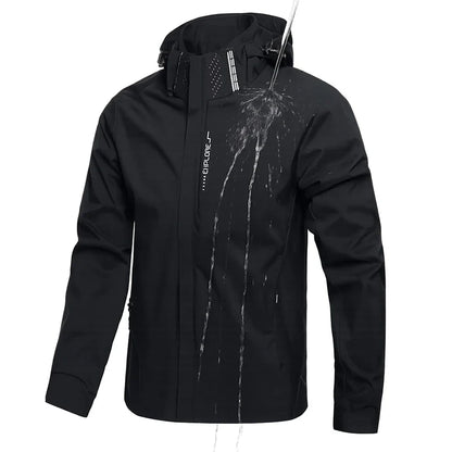 Waterproof Jacket Men Outdoor Windbreaker Jacket Removable Hooded Full Zip Coats Men Lightweight Softshell Outerwear Spring Fall