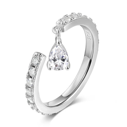 0.5CT Pear Cut All Moissanite Ring for Women Girlfriend Gifts Luxury Jewelry Lab Diamond Wedding Band 925 Sterling Silver