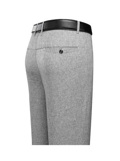 New Spring Summer Men's Linen Pants Male Dress Pants Solid Color Artificial Linen Suit Pants