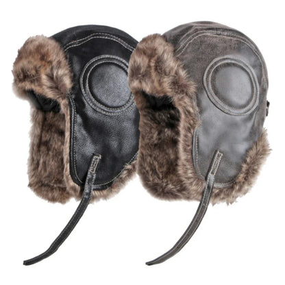 Russian Hat Unisex Thick Warm Winter Fur Hat for Men Women Windproof Leather Hat Male Female Snow Ski Trapper Earflap Cap
