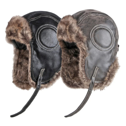 Russian Hat Unisex Thick Warm Winter Fur Hat for Men Women Windproof Leather Hat Male Female Snow Ski Trapper Earflap Cap