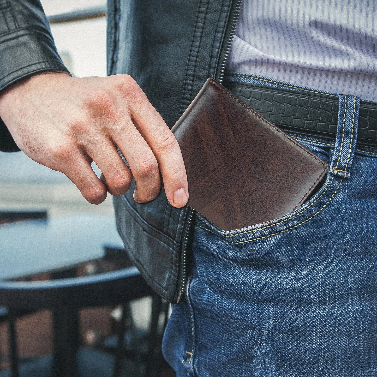 Men's slim wallet credit card ID holder casual men's leather short multi-card wallet business men's wallet