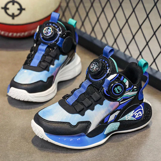 Children‘s Basketball Shoes Anti-slip Basketball Trainers Kids Outdoor Cushioned Sneakers Breathable Ankle Support Athletic Shoe