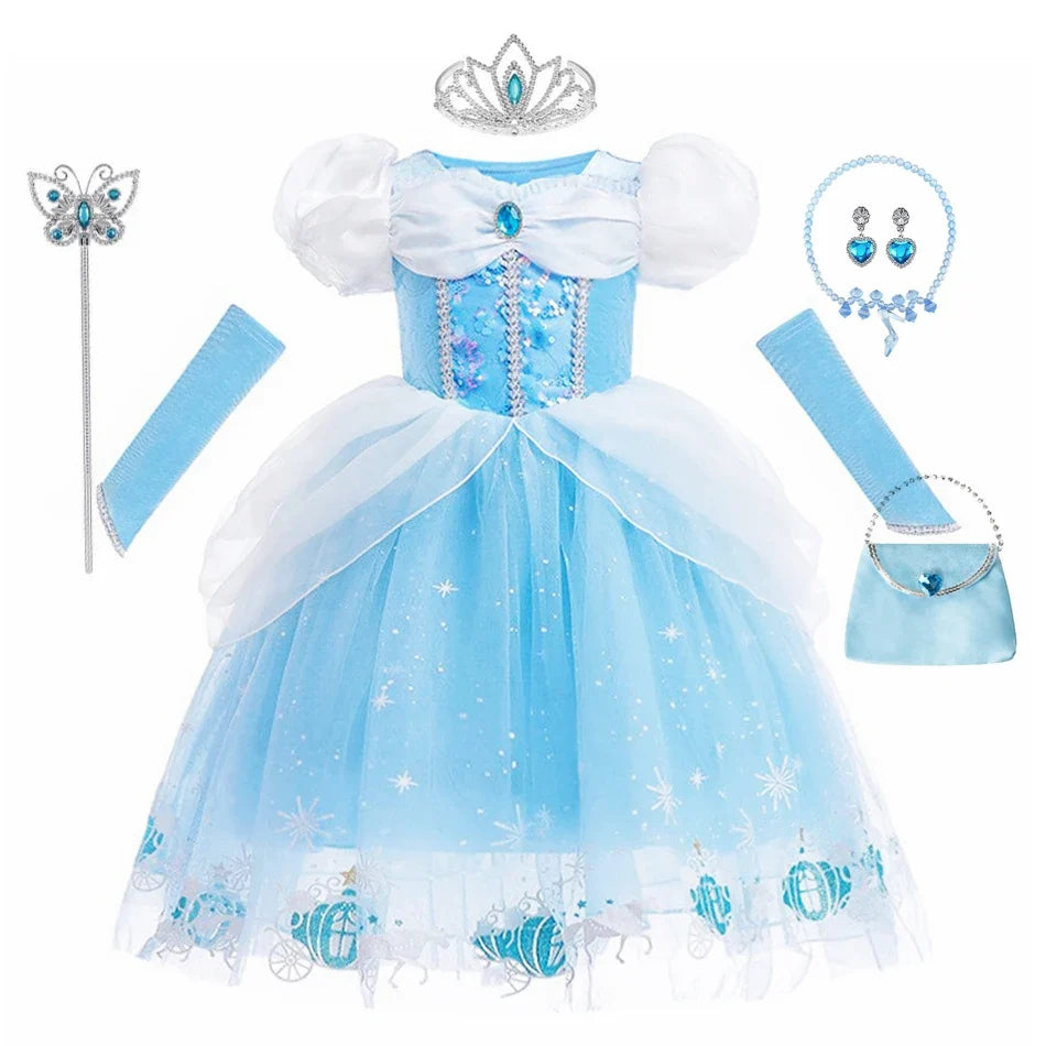 Cinderella Dress Kids Halloween Party Girls Princess Cosplay Costume Dress Up Carnival Christmas Fancy Children Clothing