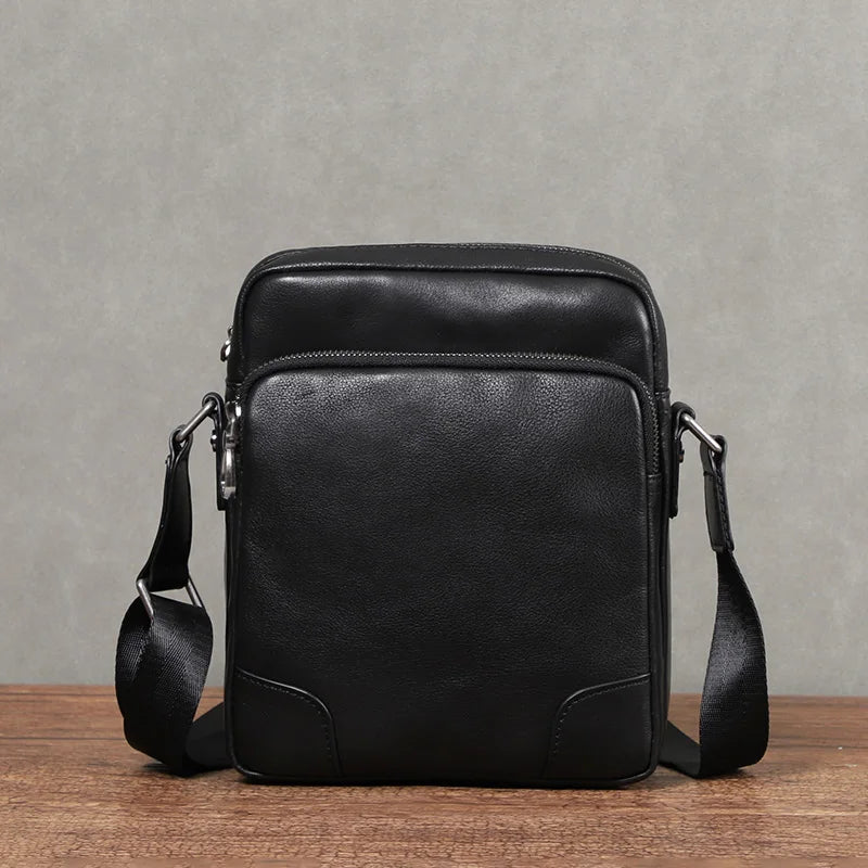 Natural Genuine Leather Men Bag Flap Soft Leather Shoulder Bags Small Male Crossbody Bag First Layer Cowhide Messnger Bags