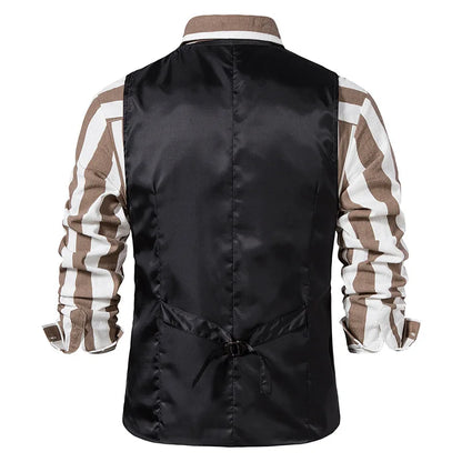 Suit Vest Men British Style Plaid Single-breasted Pocket Man Waistcoat Business Casual Slim Sleeveless Male Vest