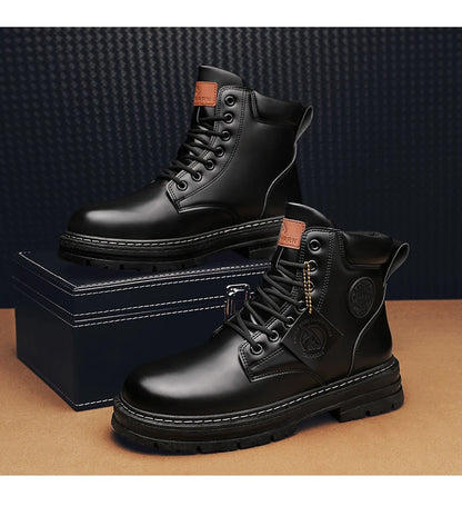 Big Size48 Men Boots Fashion Motorcycle Ankle Boots for Men Waterproof Hiking Boot Winter Chelsea Retro Boots Comfy Botas Hombre