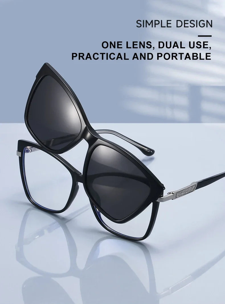 Fashion New Design TR90 Polarized Magnetic Clip-on Sunglasses Men and Women Polarized Sunglasses Optical Myopia Glasses