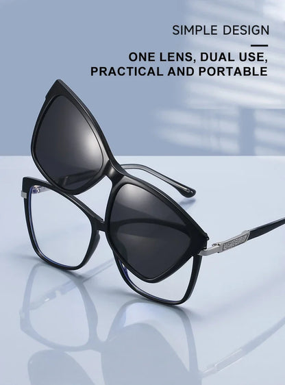 Fashion New Design TR90 Polarized Magnetic Clip-on Sunglasses Men and Women Polarized Sunglasses Optical Myopia Glasses