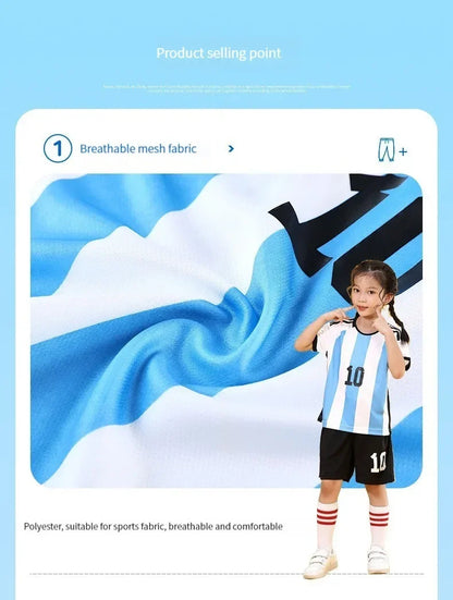 Sportswear NO.10/7 Training Uniform 3-13y Boys Girls Moisture-wicking Breathable Football Clothes SuitsKids Summer Quick-drying