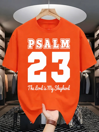 Psalm Number 23 Printing T-Shirt Men Cotton Crewneck T Shirts Summer Loose Basics Clothing Fashion Unisex Retro Short Sleeve