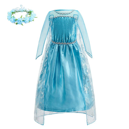 Children Anna Elsa Dress Girls Princess Cosplay Costume Kids Snow Queen Sequined Elegant Dress Girl Christmas Carnival Clothes