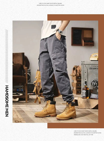 Men Fashion Military Cargo Pants Regualr Straight Fit Cotton Camouflage Green Black Grey Color Trousers W9202