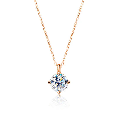 0.3-3CT D Color Moissanite Necklace for Women Classic 4-claws Pendant Sparkling S925 Sterling Silver Lab Diamond Chain