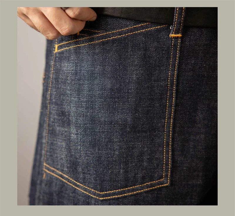 Denim Railroad Pants High Waist Rugged Style Selvage Jeans Back Buckle