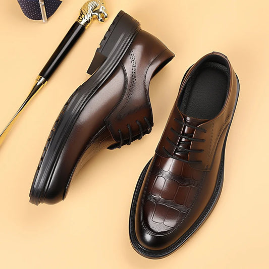 Fashion Men's Oxford Office Shoes High Quality Casual Leather Round ToeFlat Designer Business Dress Shoes Outdoor Walking Shoes