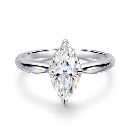 1CT 2CT 3CT Marquise Cut Moissanite Rings for Women Bride Classic Wedding Band 925 Sterling Silver Plated 18K Jewelry GRA