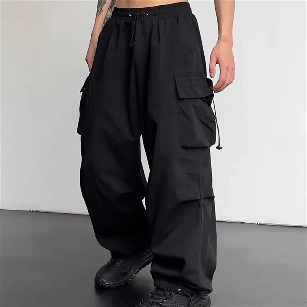 American Spring Summer Men Casual Cargo Pants Pockets Plus Size Black Out Door Elasticity Sports Oversize Pants 46 48 50