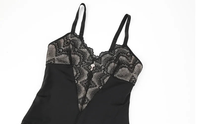 Womens Deep V Neck Bodysuit Sexy Lace Body Shaper Shapewear Slimming Thong Tummy Control Corset Breathable Brief Soft Underwear