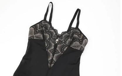 Womens Deep V Neck Bodysuit Sexy Lace Body Shaper Shapewear Slimming Thong Tummy Control Corset Breathable Brief Soft Underwear