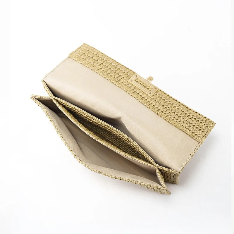 Fashion Women F;ap Clutch Bag Party Straw Day Clutches Purse Handbag Female Woven
