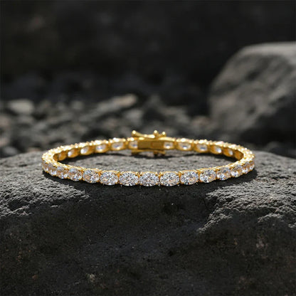 0.3-1.5CT Oval Cut Moissanite Hip-hop Tennis Bracelets for Women Men Lab Diamond Wedding Party 100% S925 Silver Chain