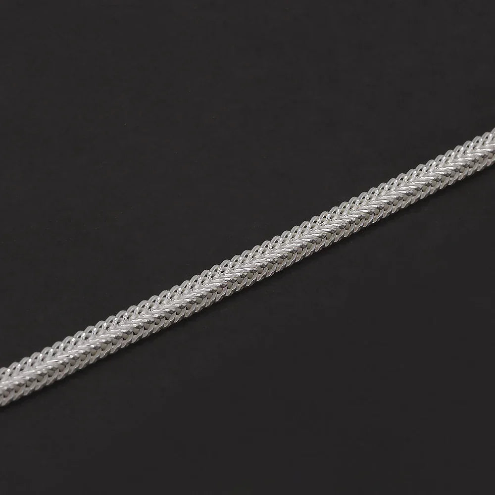 2.8mm 925 Sterling Silver Fox Tail Chain Bracelet for Men Women High Polished Classic Bracelet Simple Trendy Jewelry Accessories